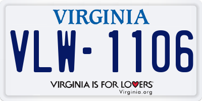 VA license plate VLW1106