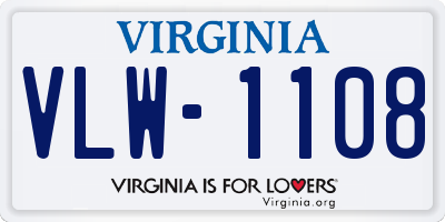 VA license plate VLW1108