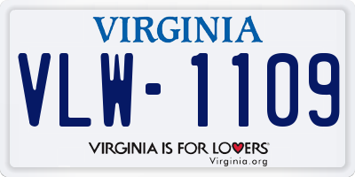 VA license plate VLW1109