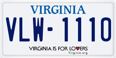 VA license plate VLW1110