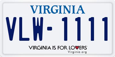 VA license plate VLW1111