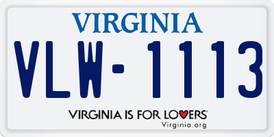 VA license plate VLW1113