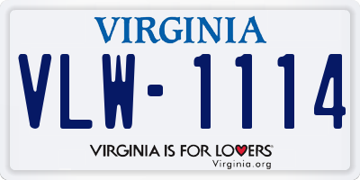 VA license plate VLW1114