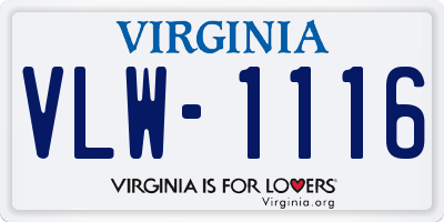 VA license plate VLW1116