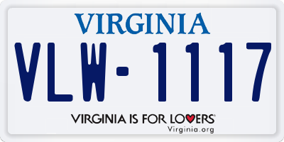 VA license plate VLW1117