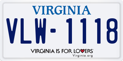 VA license plate VLW1118