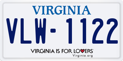 VA license plate VLW1122