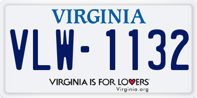 VA license plate VLW1132