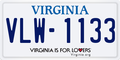 VA license plate VLW1133