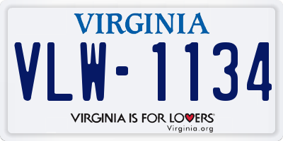 VA license plate VLW1134