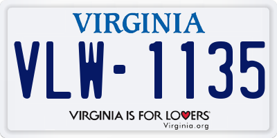 VA license plate VLW1135