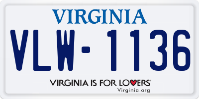 VA license plate VLW1136