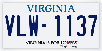 VA license plate VLW1137