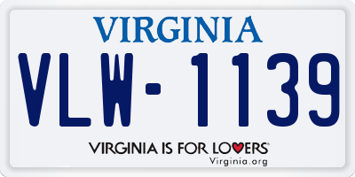 VA license plate VLW1139