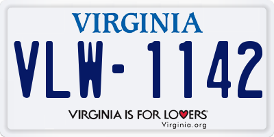 VA license plate VLW1142