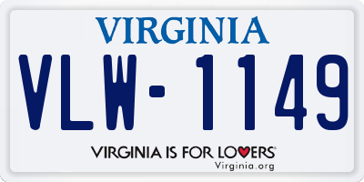 VA license plate VLW1149