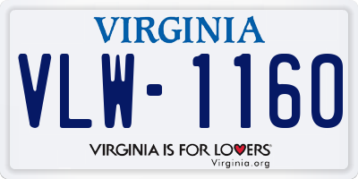 VA license plate VLW1160