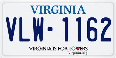 VA license plate VLW1162