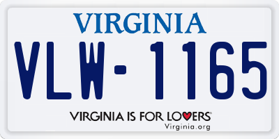 VA license plate VLW1165