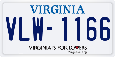 VA license plate VLW1166