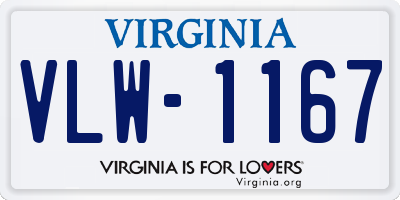 VA license plate VLW1167