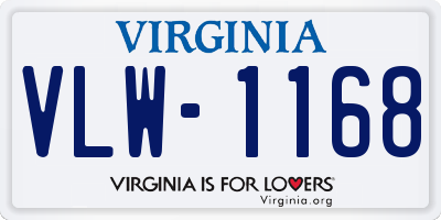 VA license plate VLW1168