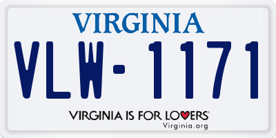 VA license plate VLW1171