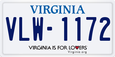 VA license plate VLW1172