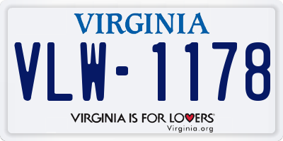 VA license plate VLW1178