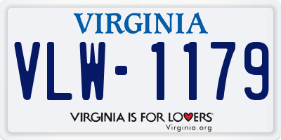 VA license plate VLW1179