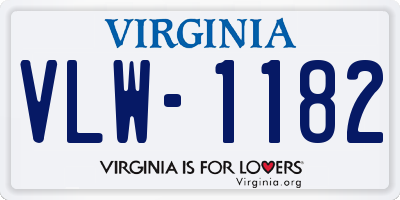 VA license plate VLW1182