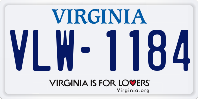 VA license plate VLW1184