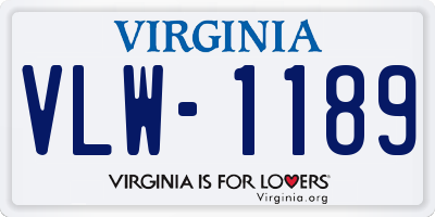 VA license plate VLW1189