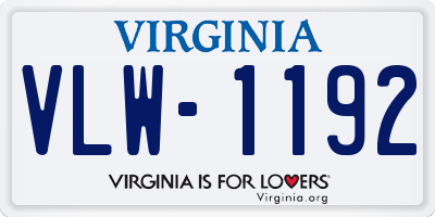 VA license plate VLW1192