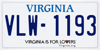 VA license plate VLW1193