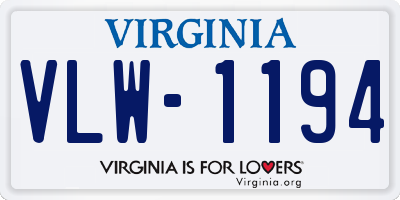 VA license plate VLW1194