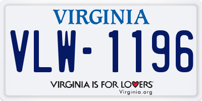 VA license plate VLW1196