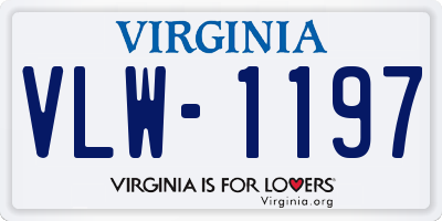 VA license plate VLW1197