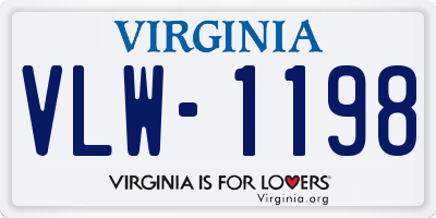 VA license plate VLW1198