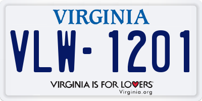 VA license plate VLW1201