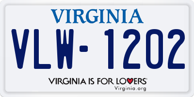 VA license plate VLW1202