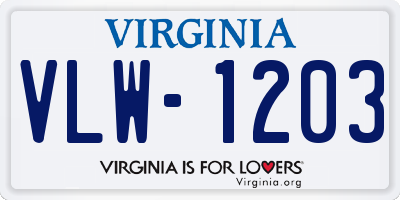 VA license plate VLW1203