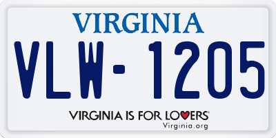 VA license plate VLW1205