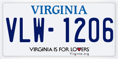 VA license plate VLW1206