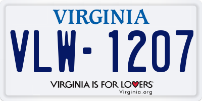 VA license plate VLW1207