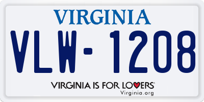 VA license plate VLW1208