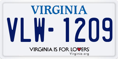 VA license plate VLW1209