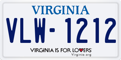 VA license plate VLW1212