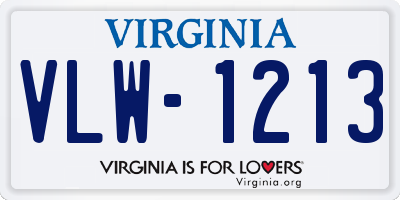 VA license plate VLW1213