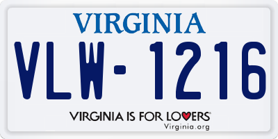 VA license plate VLW1216